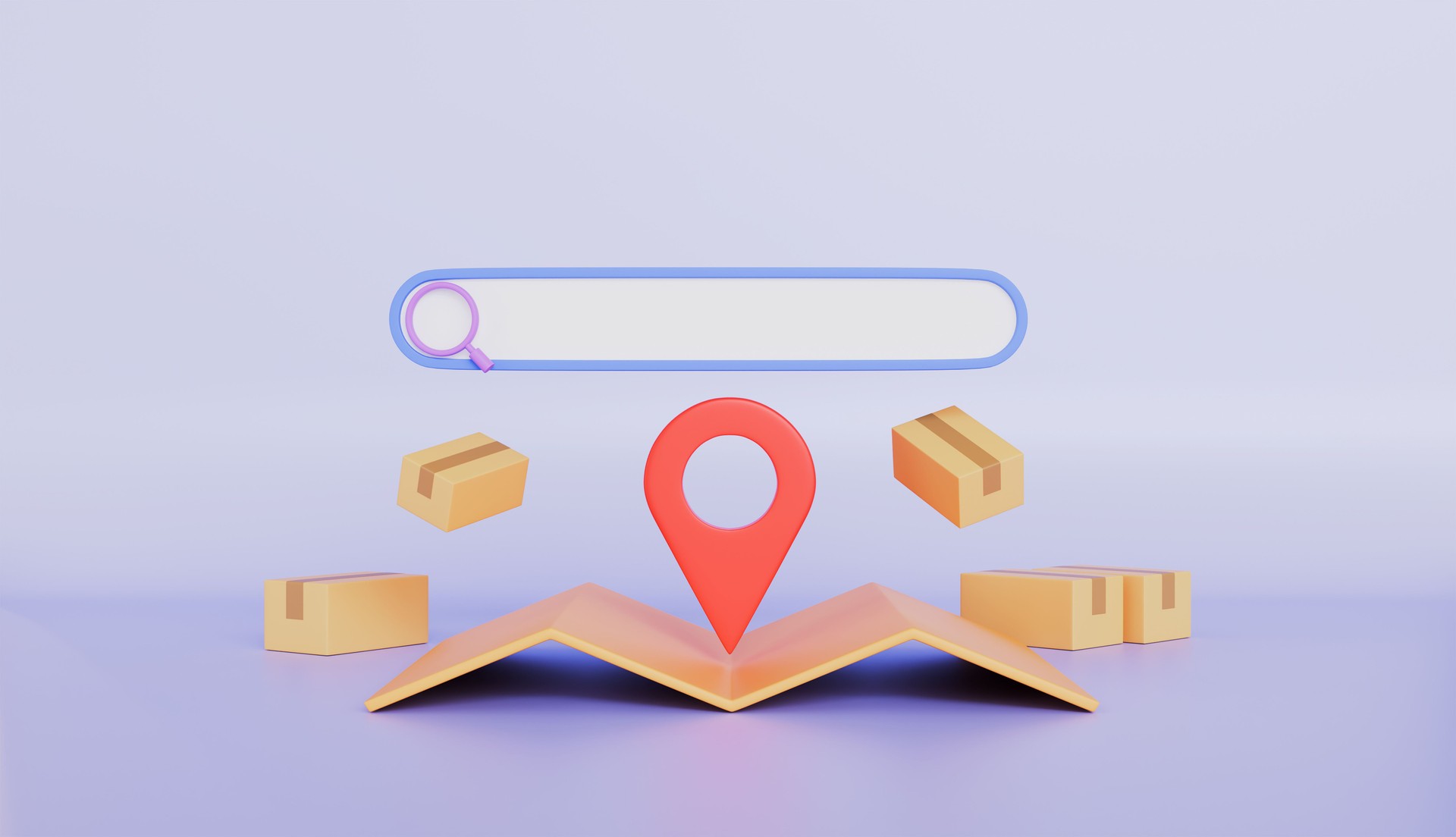 Serviço de entrega rápida, pacote de entrega com localização de alfinetes, envio rápido, local de rastreamento de entrega, caixa de encomendas, mapas de marcadores de pontos e navegação